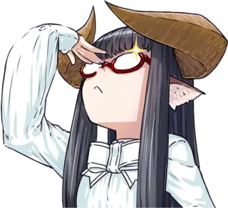 🤓 Anime, Chica, Cuernos, Gafas, Lindo, Personaje whatsapp sticker