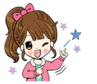 😉 hoạt hình, cô gái, phép thuật, ngôi sao, dễ thương, lấp lánh, nháy mắt telegram sticker