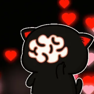 😘 cat, brain, hearts, cartoon, kawaii, sticker telegram sticker