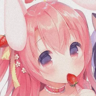 🍓 动漫, 卡哇伊, 可爱, 草莓, 粉色, 兔子 telegram sticker