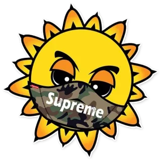 ☀ Supreme 태양, 마스크, supreme, 위장, 로고, 브랜드 telegram sticker