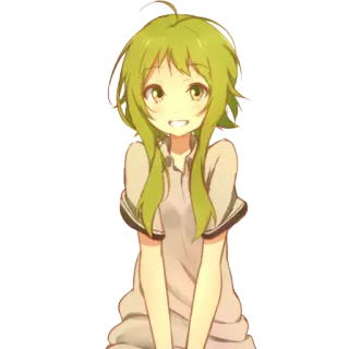 😁 Anime, Mädchen, Grüne Haare, Süß, Cartoon, Charakter telegram sticker