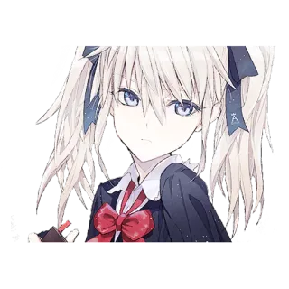 😐 anime, girl, school uniform, twintails, red ribbon telegram sticker