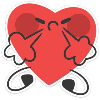 ❤️ cuore, amore, rabbia, arrabbiato, cartone animato, personaggio whatsapp sticker