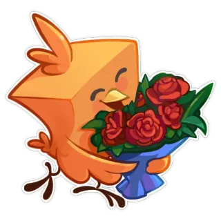 🎁 새, 꽃다발, 꽃, 장미, 사랑, 애정, 귀여운, 훈훈한 telegram sticker