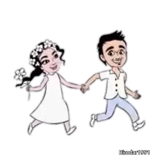 👫 Birodar1991 hochzeit, braut, bräutigam, cartoon, paar, liebe, ehe telegram sticker