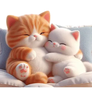 😴 kucing, anak kucing, imut, binatang, persahabatan, berpelukan, menggemaskan, kartun telegram sticker