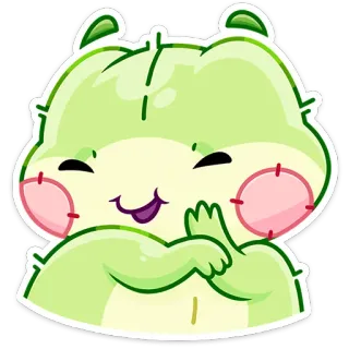 ☺️ fofo, desenho animado, animal, hamster, verde, sorrindo, feliz telegram sticker