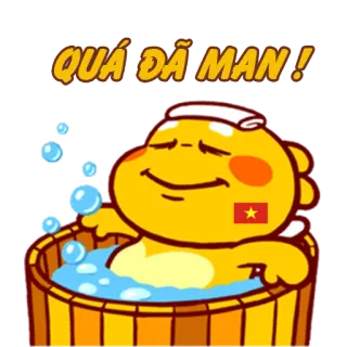 😚 QUÁ ĐÃ MAN! vietnamita, banho, personagem, amarelo, bolhas whatsapp sticker