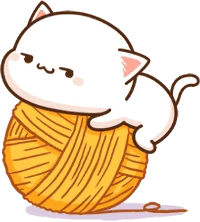 😏 gato, gatito, ovillo de lana, lindo, chibi whatsapp sticker