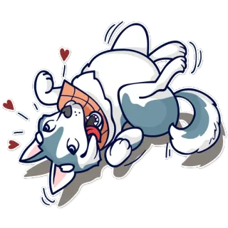 😜 perro, animal, lindo, mascota, corazones, dibujo animado telegram sticker