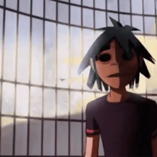 😐 2-D Gorillaz, 2-D, Dibujos animados, Personaje, Música, Banda telegram sticker