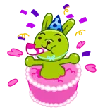 🥳 วันเกิด, เค้ก, กระต่าย, งานฉลอง, ปาร์ตี้, สัตว์, น่ารัก telegram sticker