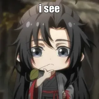 🤔 i see アニメ, 考え事, かわいい, ちび, 漫画 whatsapp sticker