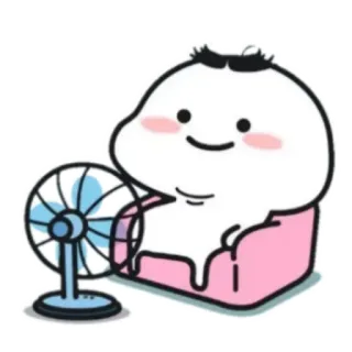🥵 Desenho animado, Fofo, Fã, Suando, Calor, Verão telegram sticker