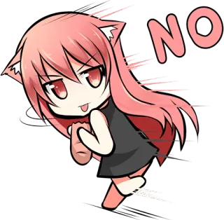 ❌ NO Аниме, Девушка-кошка, Нэко, Нет, Отказ, Милый telegram sticker