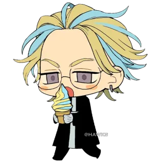 🍦 Anime, Manga, Nhân vật, Kem, Tóc vàng, Kính telegram sticker
