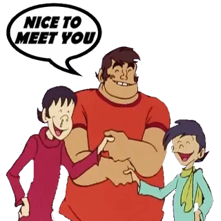 🤝 NICE TO MEET YOU Встреча, Приветствие, Мультфильм, Дружба, Добро пожаловать whatsapp sticker