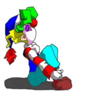 🙂 palhaço, triste, desenho animado, sentado telegram sticker
