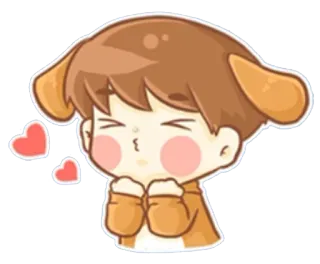 😘 น่ารัก, คาวาอิ, เด็กผู้ชาย, หัวใจ, น่าเอ็นดู, การ์ตูน telegram sticker