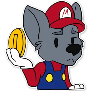 😐 Mario Super Mario Mario, Videojuego, Nintendo, Moneda, Furry, Antropomórfico, Pegatina telegram sticker