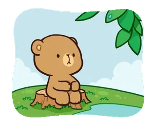 💧 หมี, น่ารัก, การ์ตูน, สัตว์, ธรรมชาติ telegram sticker