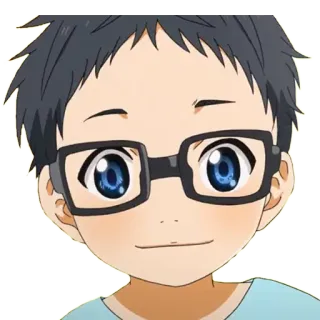 😍 Anime, Ragazzo, Occhiali, Cartone animato, Carino, Personaggio, Ritratto telegram sticker