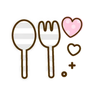 🌸 colher, garfo, coração, utensílios, amor, kawaii telegram sticker