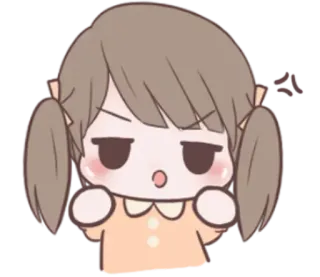 🌙 meisje, geïrriteerd, cartoon, schattig, pruillip, sticker whatsapp sticker