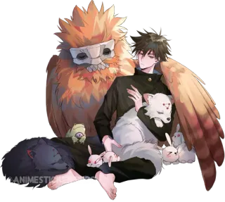 🦅 Anime, Fantasia, Personagens, Animais, Coruja, Raposa, Coelho, Bonito, Asas telegram sticker