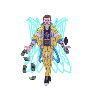 😂 นางฟ้า, เงิน, ปีก, การ์ตูน, ตัวละคร telegram sticker