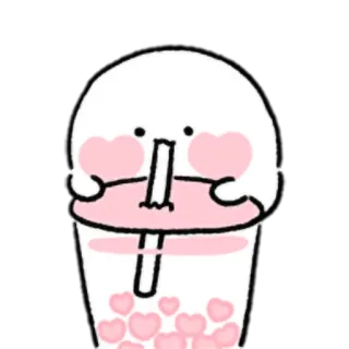 🥤 Trà sữa trân châu, Boba, Dễ thương, Hoạt hình, Kawaii, Đồ uống, Hồng telegram sticker