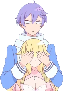 🙈 Anime, Coppia, Occhi chiusi, Cartone animato, Carino whatsapp sticker