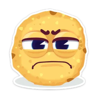 😟 annoyed, grumpy, cookie, emoji, expression, cartoon, face telegram sticker