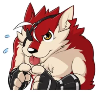 😛 antropomorfo, lupo, furry, cartone animato, rosso, cerotto telegram sticker