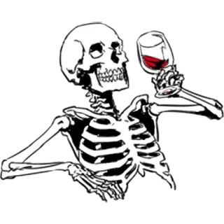 🍷 squelette, vin, boire, halloween, crâne, os, fête telegram sticker
