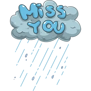 🍛 Miss You คิดถึง, เมฆ, ฝน, เศร้า, อารมณ์, ทักทาย telegram sticker
