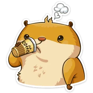 ☕ coffee hamster, café, bebida, animal, desenho animado telegram sticker