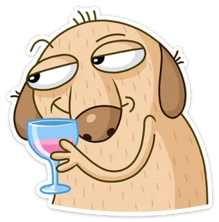 🍸 dog, wine, glass, cartoon, drinking, funny telegram sticker