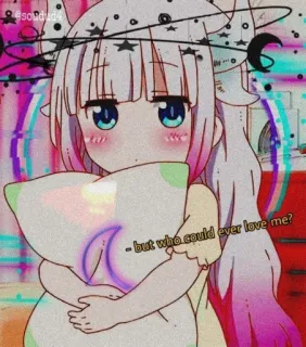 💕 Kanna Kamui Miss Kobayashi's Dragon Maid - but who could ever love me? Anime, Kawaii, Manga, Carino, Kanna, Dragon Maid, Triste telegram sticker