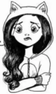 😢 dessin animé, fille, sweat à capuche, animé, manga whatsapp sticker