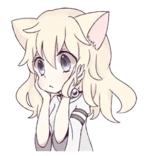 😱 garota anime, orelhas de gato, fofo, desenho animado, mangá, chibi telegram sticker