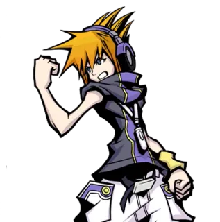 😡 Neku Sakuraba The World Ends with You anime, video game, square enix, character, action, fighting telegram sticker