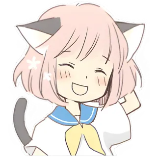 🤗 อนิเมะสาว, หูแมว, คาวาอิ, จิบิ, น่ารัก, สติกเกอร์, มังงะ whatsapp sticker