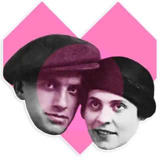 💑 love, couple, vintage, heart, portrait, relationship telegram sticker
