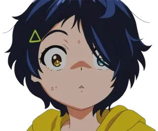 🥚 Anime, Mädchen, Charakter, Ausdruck, besorgt, schwitzend, Cartoon telegram sticker
