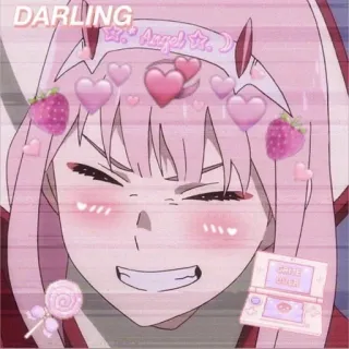❤️ Zero Two Darling in the Franxx DARLING Аниме, Zero Two, Darling in the Franxx, Милый, Сердечки, Клубника telegram sticker