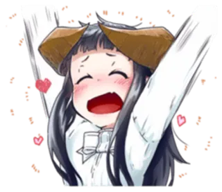 😍 Ragazza anime, Felice, Cuori, Carino/Carina, Allegro/Allegra, Kawaii telegram sticker