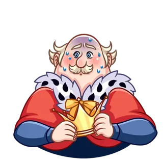 😰 왕, 왕관, 왕족, 만화, 걱정, 스트레스, 왕실 whatsapp sticker