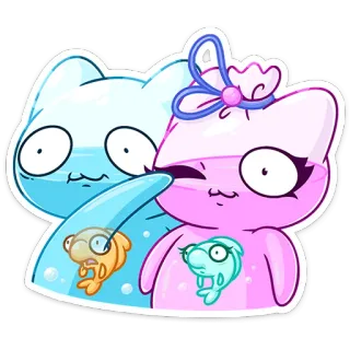 🫣 cartone animato, gatto, adesivo, carino, pesce, animale telegram sticker